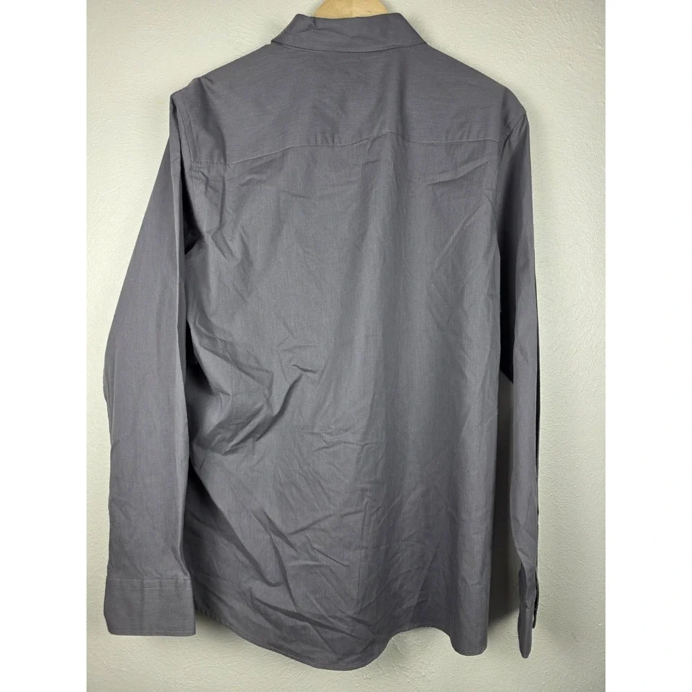 Alfani Grey Stretch Modern Solid Point Collar Shirt Men's Size Large NWT